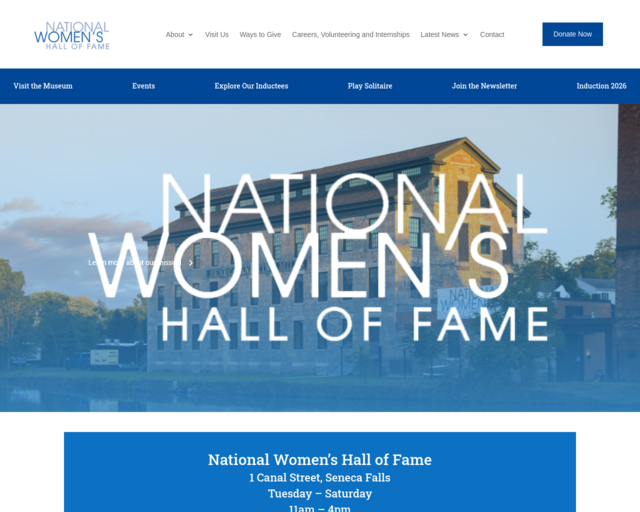 Screenshot of the National Women's Hall of Fame website