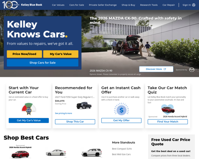 Screenshot of the Vehicle Costs website