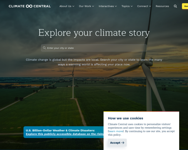 Screenshot of the Climate Central website