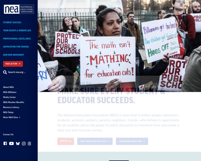 Screenshot of the National Education Association website