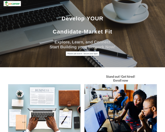Screenshot of the Cue Career website