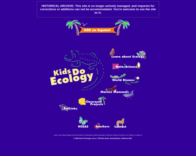 Screenshot of the Kids Do Ecology website