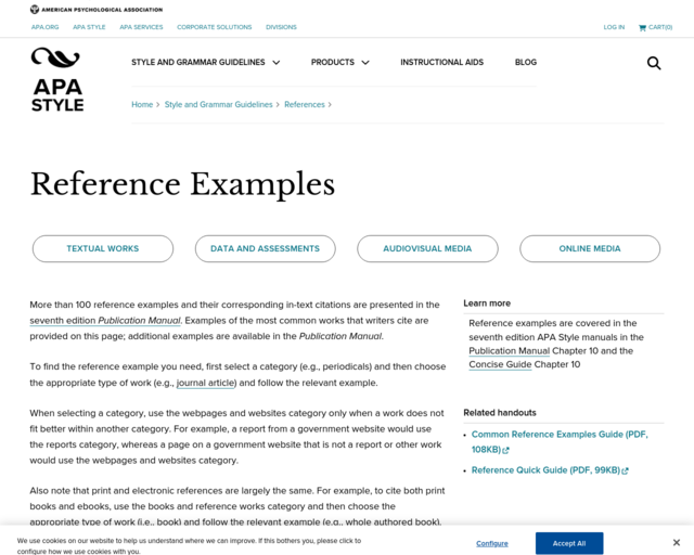 Screenshot of the APA Website website