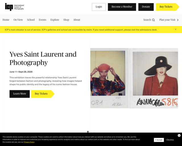 Screenshot of the International Center of Photography website