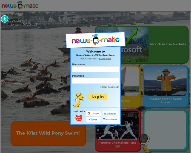Screenshot of the News-o-matic website