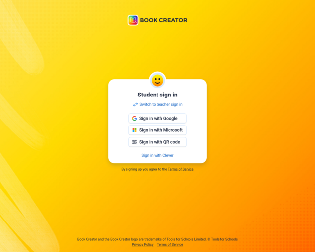 Screenshot of the Book Creator website