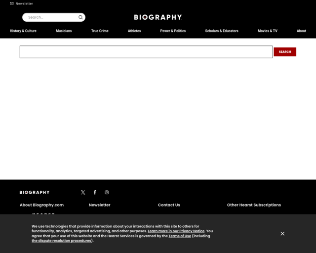 Screenshot of the Biography website
