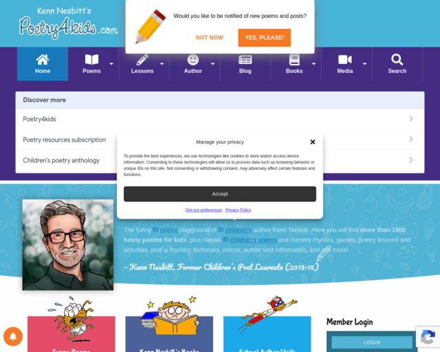 Screenshot of the Poetry4Kids website