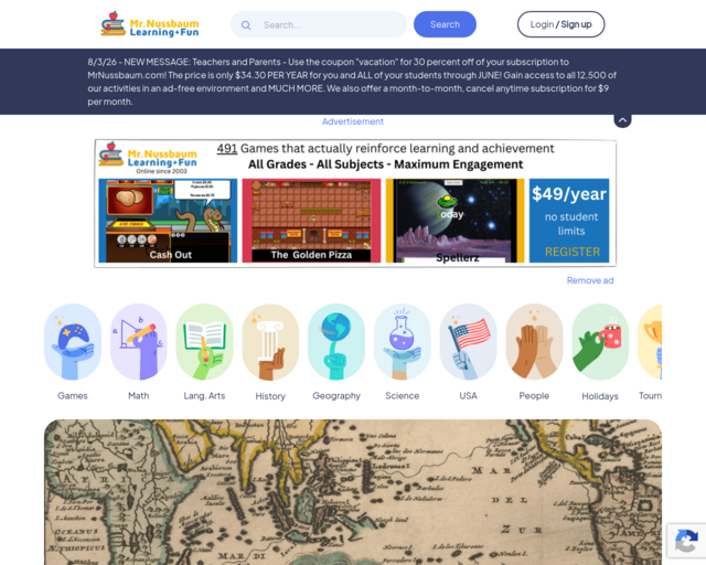 Screenshot of the Explorers biographies website