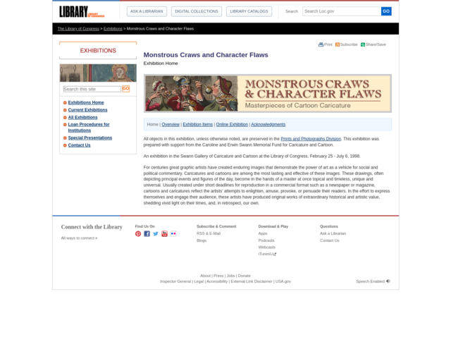 Screenshot of the http://www.loc.gov/exhibits/craws/ website