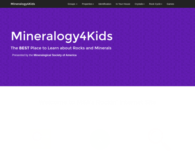 Screenshot of the Sedimentary Rocks 1 website