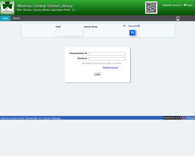 Screenshot of the OPAC website