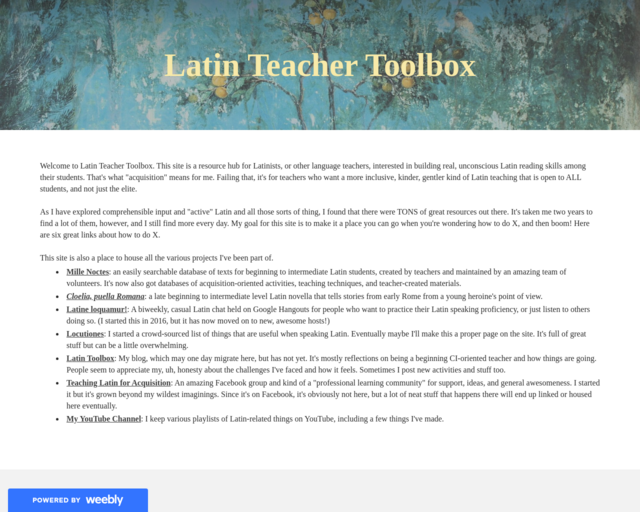 Screenshot of the The Latin Teacher Toolbox website
