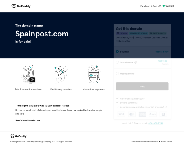 Screenshot of the Spain Post website