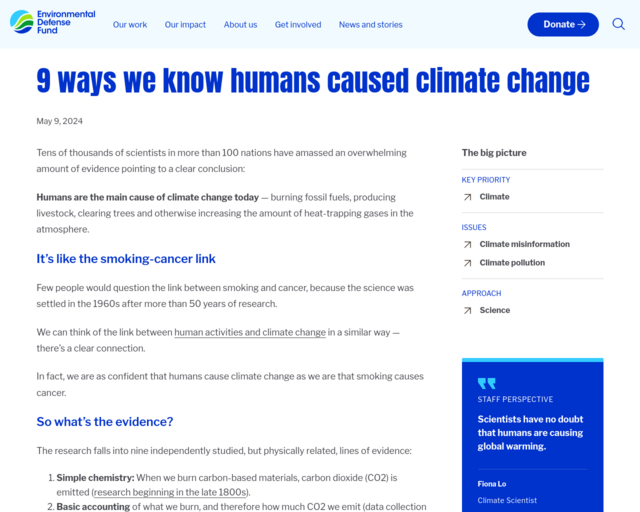Screenshot of the Environmental Defense website