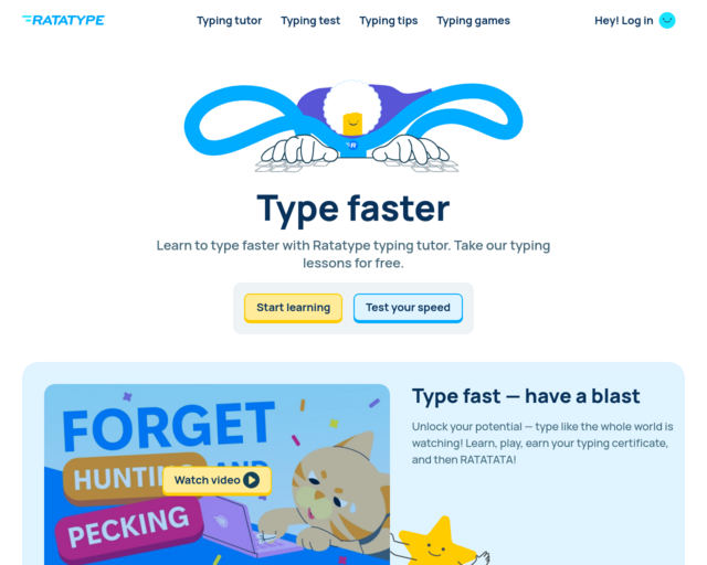 Screenshot of the Ratatype website
