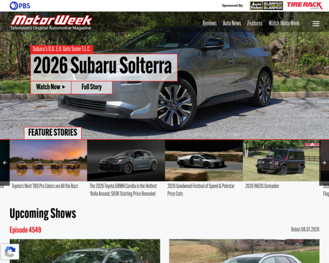 Screenshot of the Motor Week website