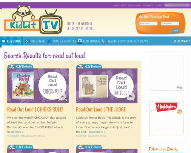 Screenshot of the Kit Lit TV website