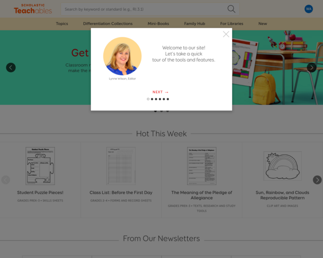Screenshot of the Scholastic Teachables website