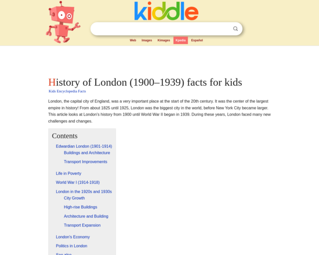 Screenshot of the England History Facts website