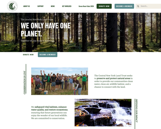 Screenshot of the Central New York Land Trust website