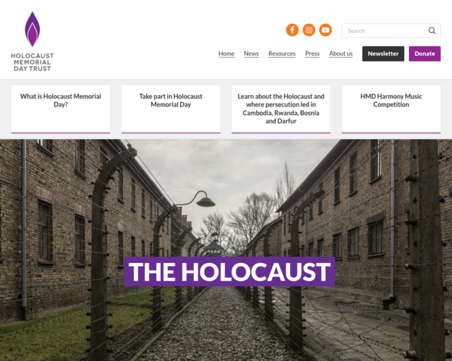 Screenshot of the Holocaust Memorial Day - Learn About the Holocaust website