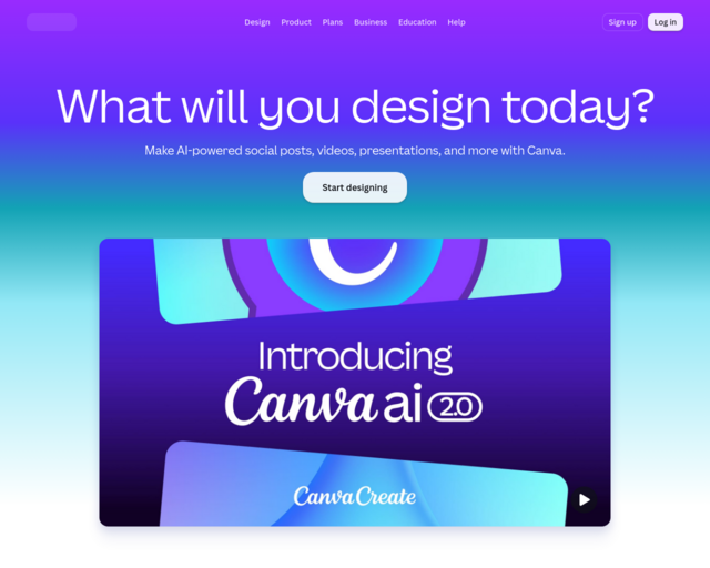 Screenshot of the Canva website