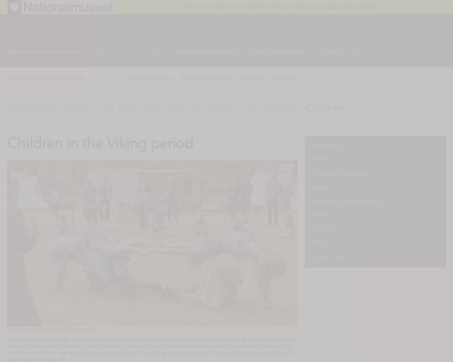 Screenshot of the Learn what it was like for Viking kids website