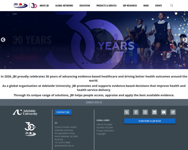 Screenshot of the Joanna Briggs Institute website