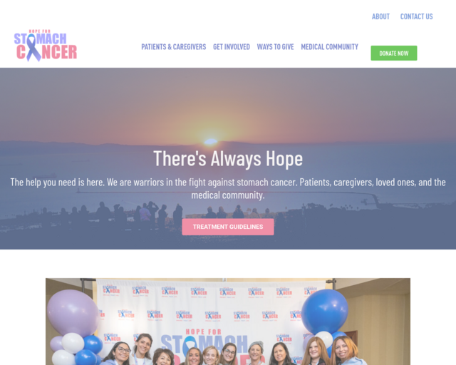 Screenshot of the Hope for Stomach Cancer website