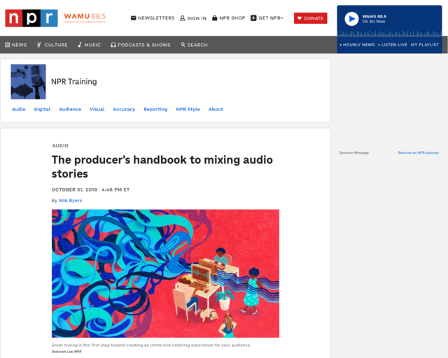 Screenshot of the The Producer's Handbook to Mixing Audio Stories website