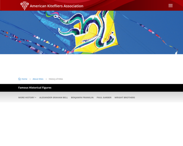 Screenshot of the Kite History website