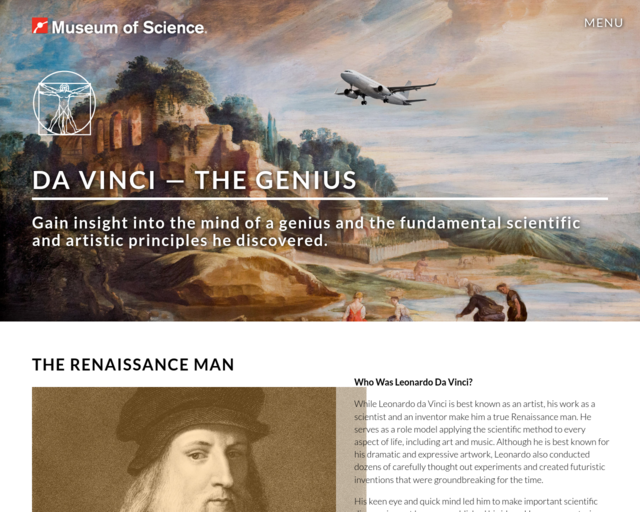Screenshot of the Leonardo da Vinci - The Genius website