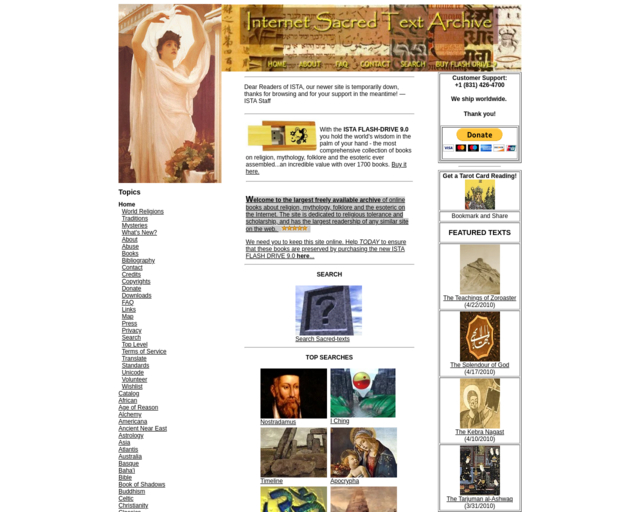 Screenshot of the Internet Sacred Text Archive website